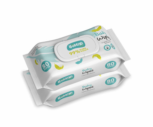 Humini - Pure Water Baby Wipes - 2 x 80 - 160 wipes