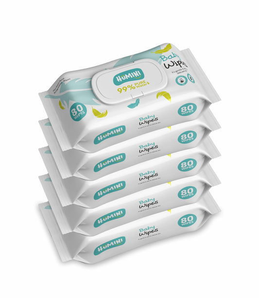 Humini - Pure Water Baby Wipes - 5 x 80 - 400 wipes