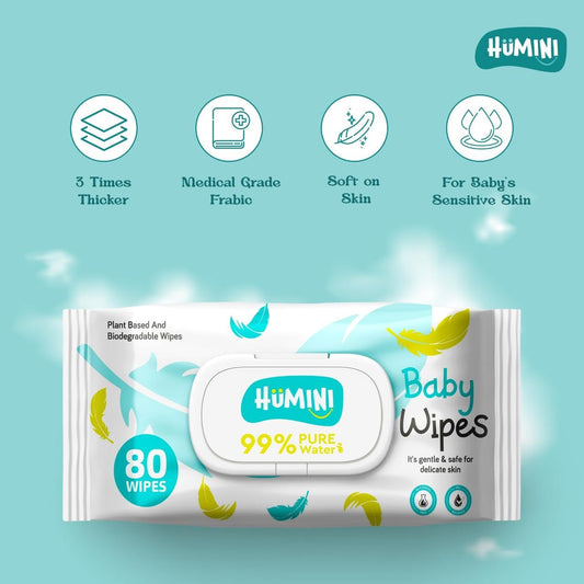 Humini - Pure Water Baby Wipes - 1 x 80 - 80 wipes