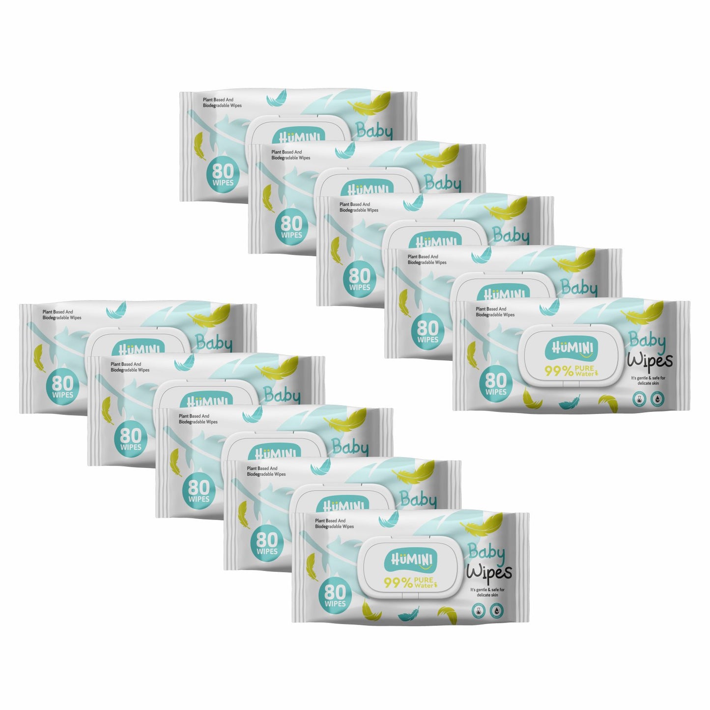 Humini - Pure Water Baby Wipes - 10 x 80 - 800 wipes