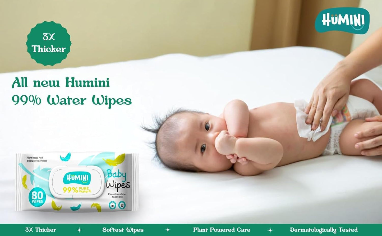 Humini - Pure Water Baby Wipes - 10 x 80 - 800 wipes